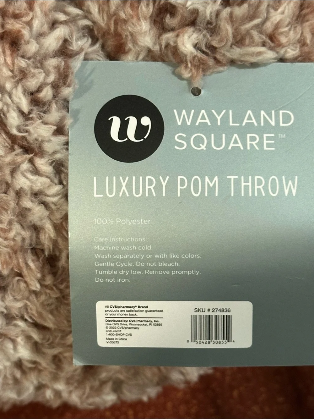 DW Home Plush Pom Throw - Dusty Rose